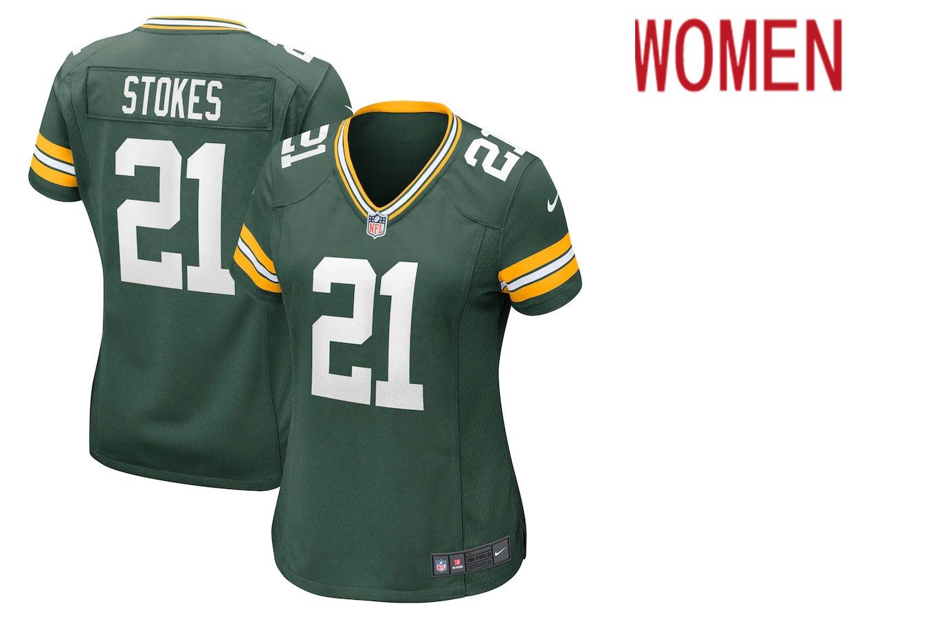 Women Green Bay Packers #21 Eric Stokes Nike Green Game NFL Jersey->women nfl jersey->Women Jersey